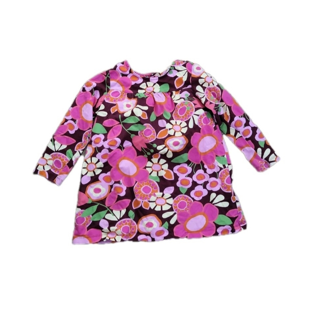 Girl's Hanna Andersson Floral A- Line Long Sleeve Dress Sz 110 / 5 US